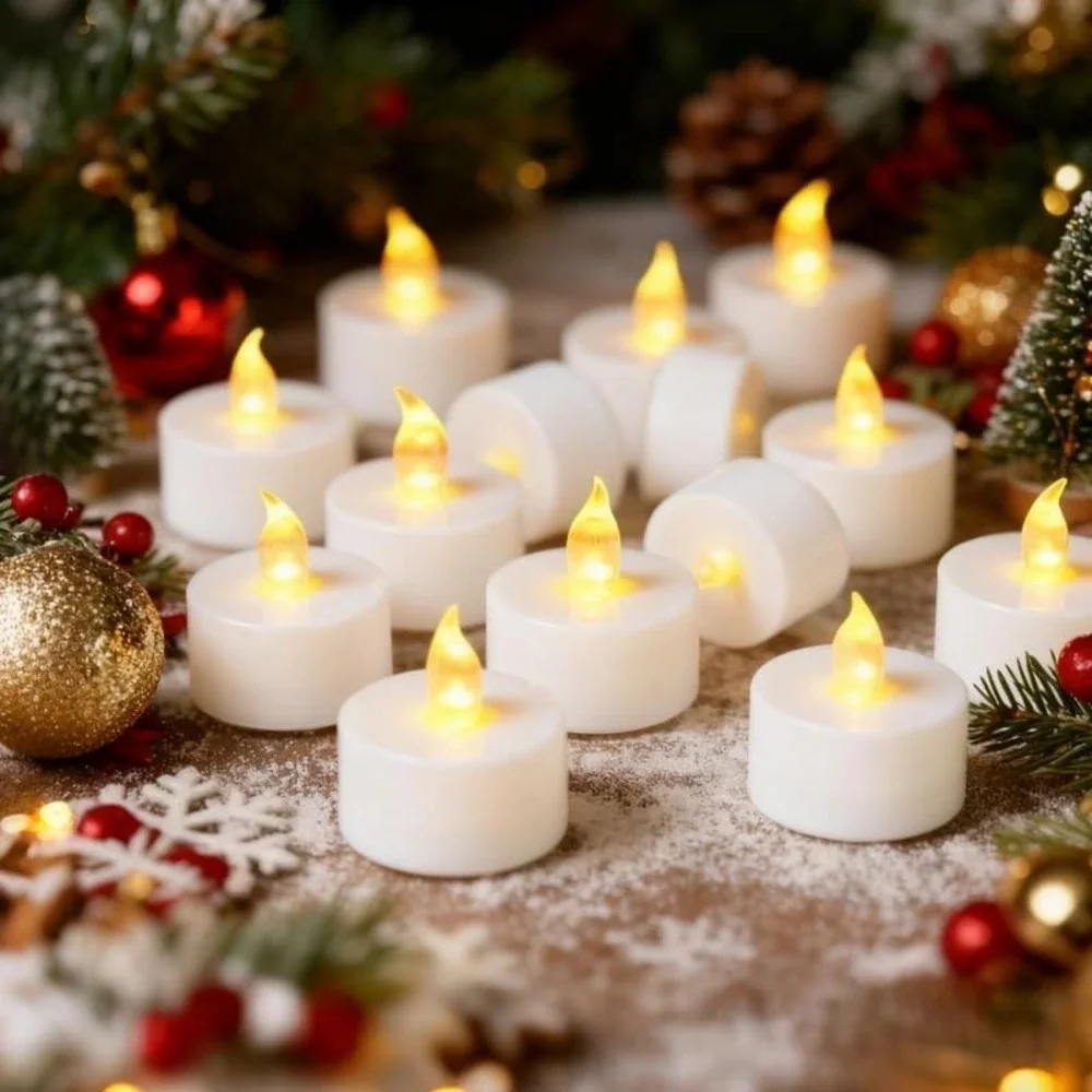 12 PCS Warm Yellow LED Tea Lights Candles 200‎ Hours Battery Operated